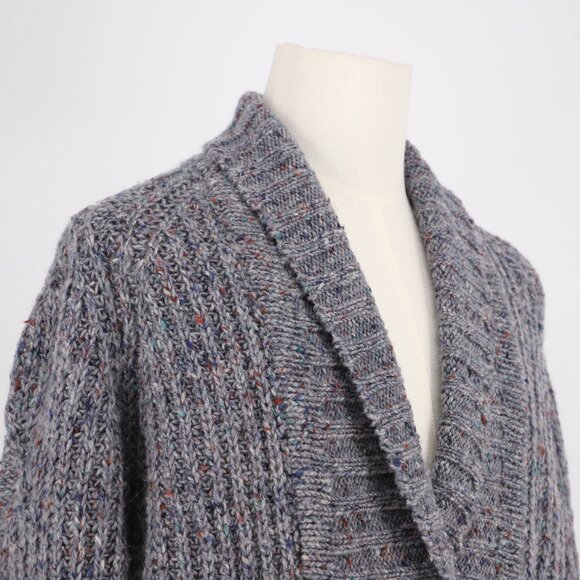 MALINMORE Men's Heavyweight Wool Double-breasted Cardigan Speckled Gray Size 42 - Picture 3 of 8